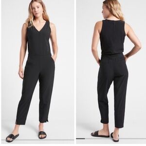 Athleta Black Jumpsuit with V-Neck and Straight-Leg Pants